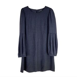 CLUB MONACO Charcoal Wool Blend Long Blouson Sleeve Shift Dress Size 10